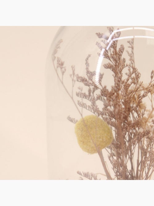 Déco à poser cloche avec fleurs séchées 17x14cm - Kiabi