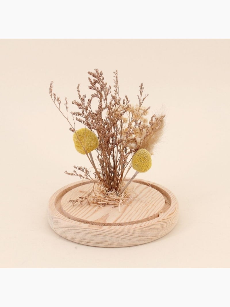Déco à poser cloche avec fleurs séchées 17x14cm Beige - Kiabi