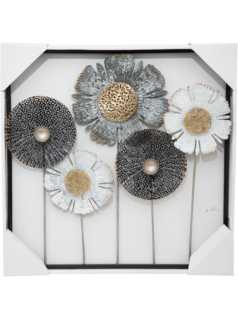 Déco murale "Fleurs" métal 50x50cm Multicolore - Kiabi