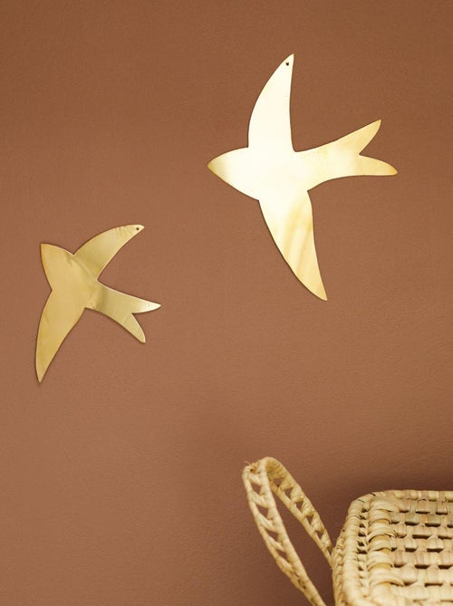 Déco murale hirondelle en laiton - Kiabi