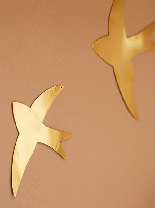 Déco murale hirondelle en laiton - Kiabi