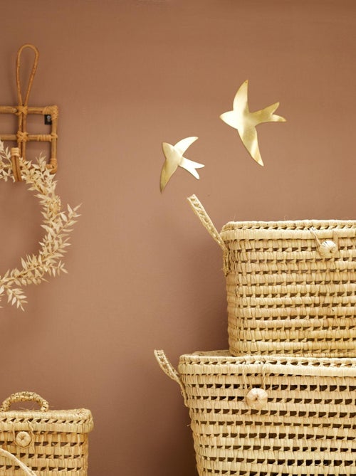 Déco murale hirondelle en laiton - Kiabi