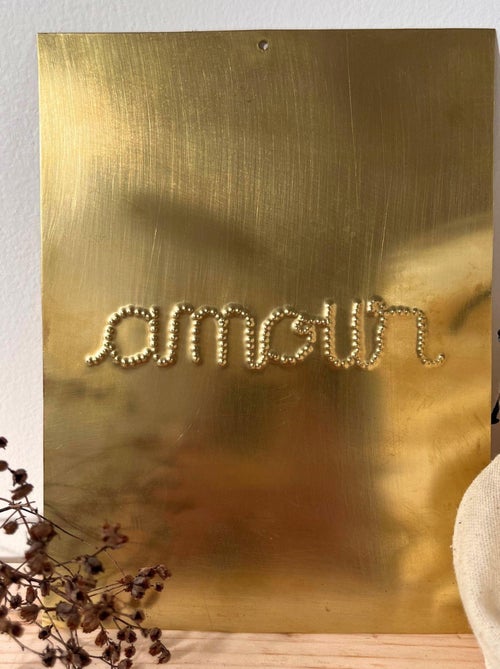 Déco murale laiton martelé AMOUR - Kiabi