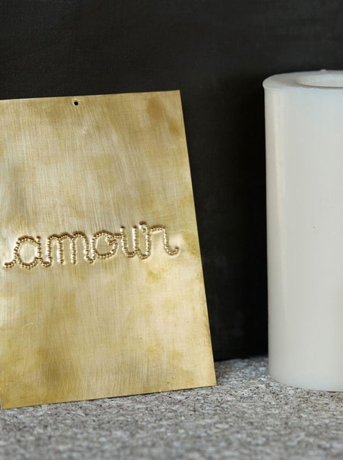 Déco murale laiton martelé AMOUR - Kiabi