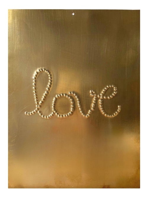 Déco murale laiton martelé LOVE - Kiabi