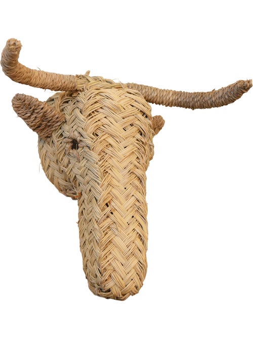 Déco murale petite tête d'élan en paille - Kiabi
