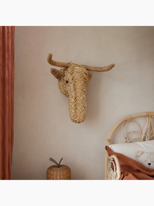 Déco murale petite tête d'élan en paille - Kiabi