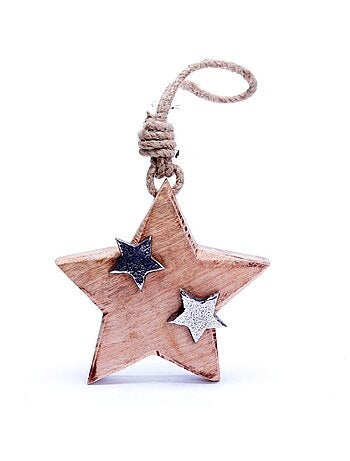 Déco pour sapin de Noël en bois Etoile