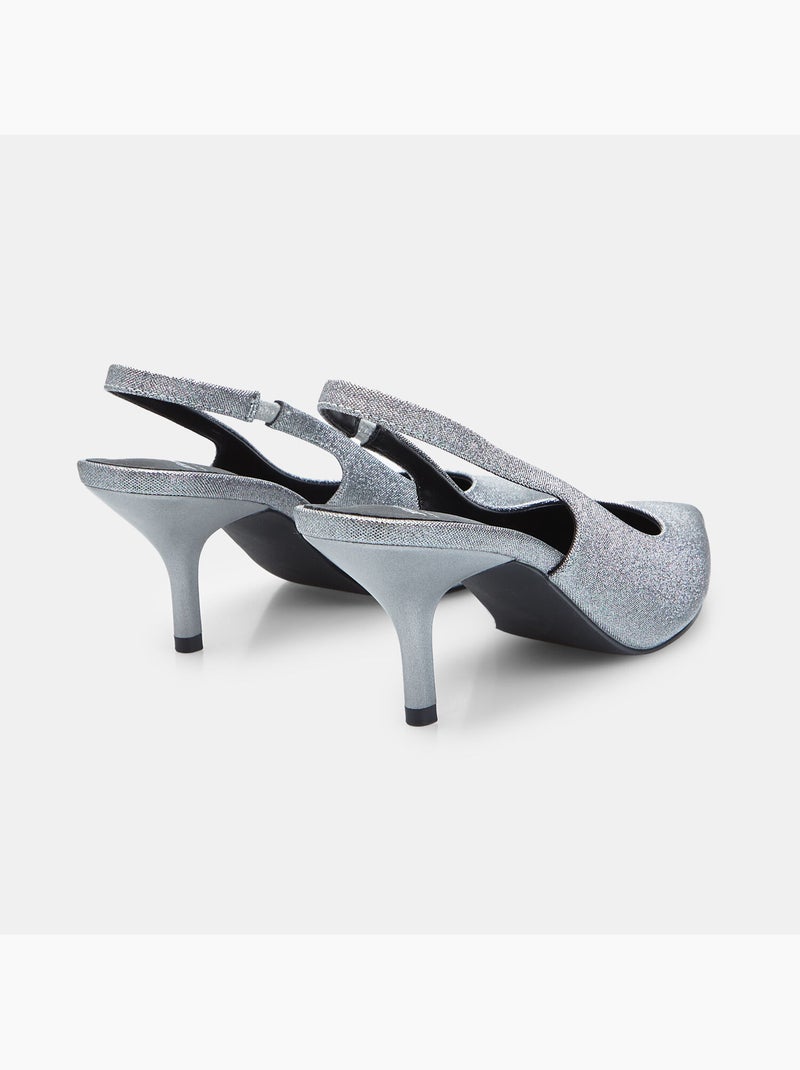 Décolleté slingback avec talon et bout pointu Bata Argent - Kiabi