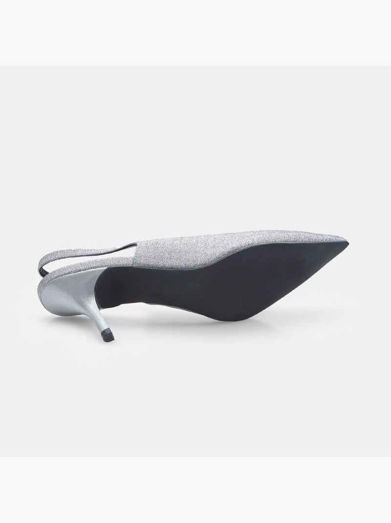 Décolleté slingback avec talon et bout pointu Bata Argent - Kiabi