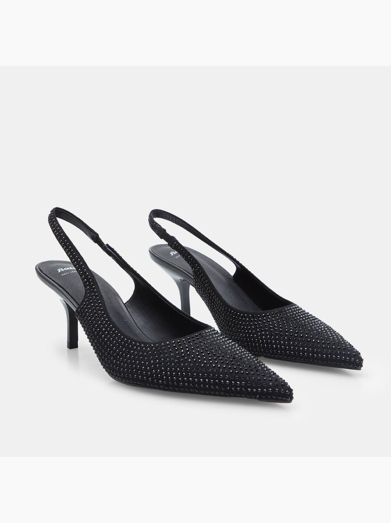 Décolleté slingback avec talon et bout pointu Bata Noir - Kiabi