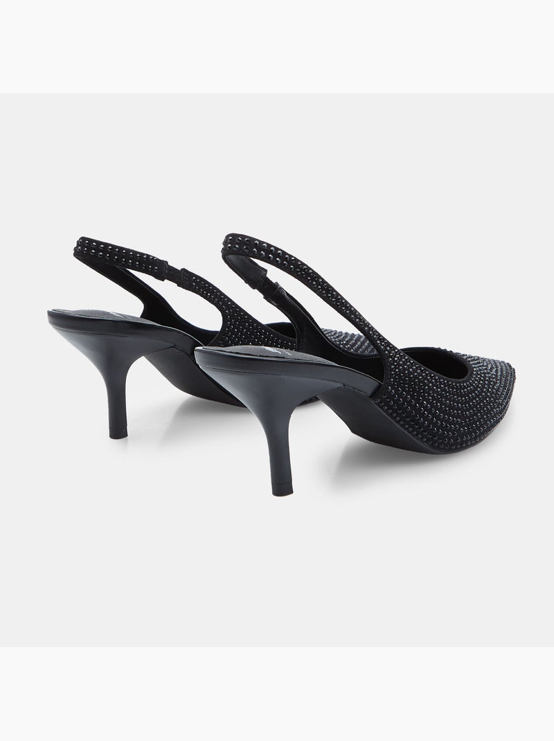 Décolleté slingback avec talon et bout pointu Bata Noir - Kiabi