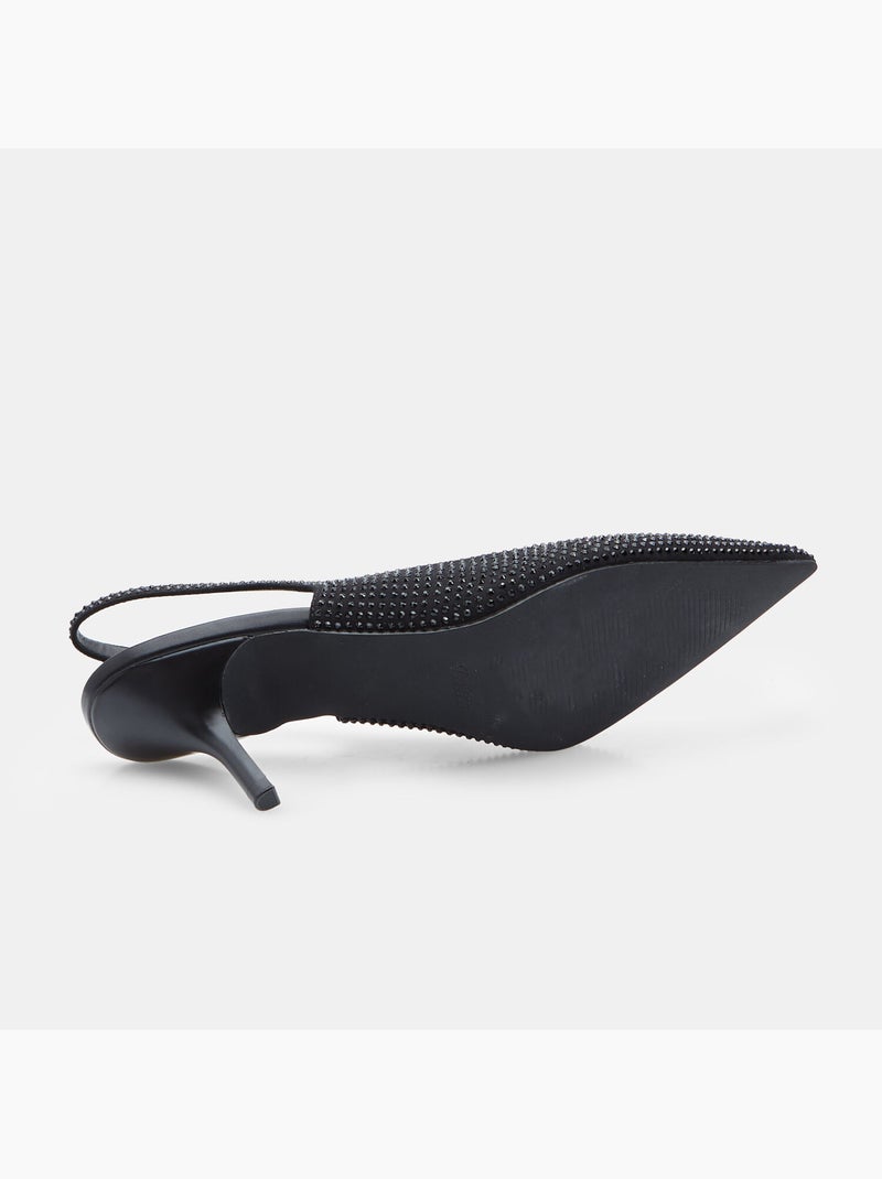Décolleté slingback avec talon et bout pointu Bata Noir - Kiabi