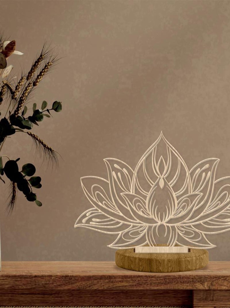 Décoration à poser fleur de lotus en bois Bois naturel - Kiabi