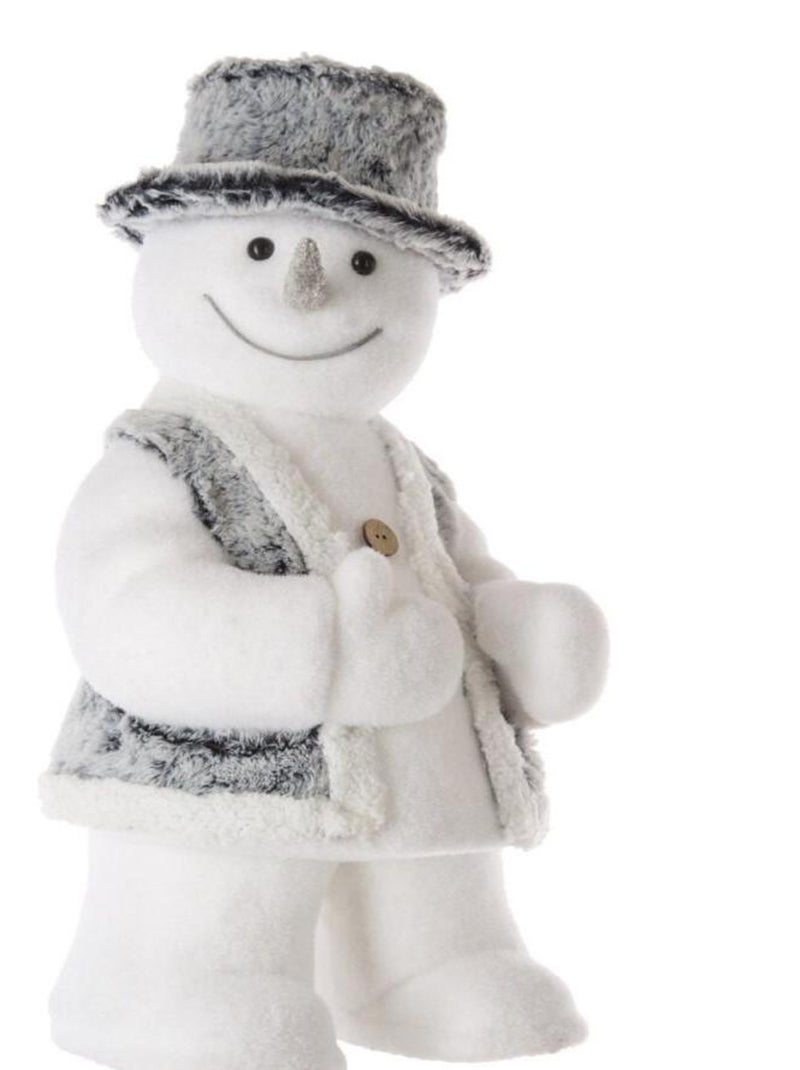 Décoration bonhomme de neige debout avec chapeau 50 cm Blanc - Kiabi