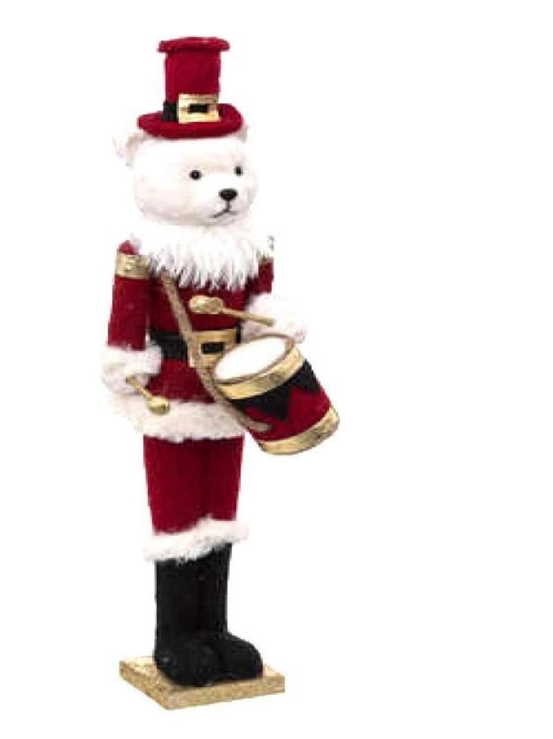 Casse-noisette Soldat Tambour 25 Cm - Décoration Noël En Bois Rouge - Ornement Traditionnel Pour Sapin Et Intérieur
