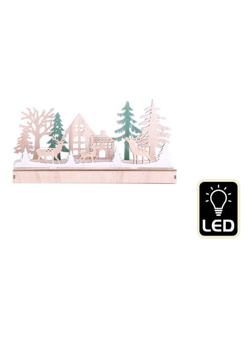 Décoration de Noël à poser en bois maison Forest Deco - Kiabi