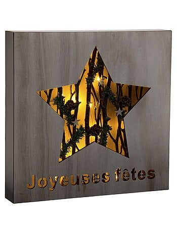 Décoration de Noël à poser lumineuse bois Xmas