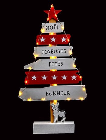 Décoration de Noël à poser sapin en bois lumineux