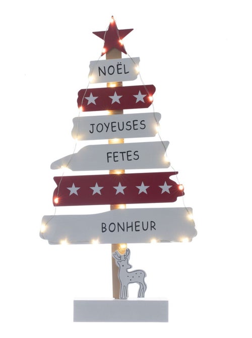 Décoration de Noël à poser sapin en bois lumineux - Kiabi Décoration de Noël à poser sapin en bois lumineux - Kiabi