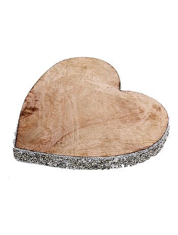 Décoration de Noël cœur en bois à sequin grand modèle NOEL GIVRE