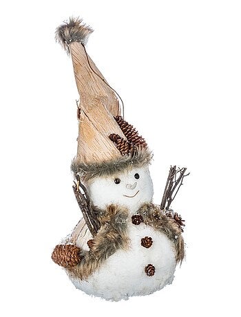 Décoration de Noël en bois bonhomme de neige à chapeau