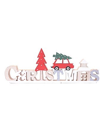 Décoration de Noël en bois voiture à message XMAS TRADI