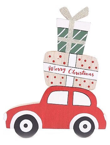 Décoration de Noël en bois voiture XMAS TRADI