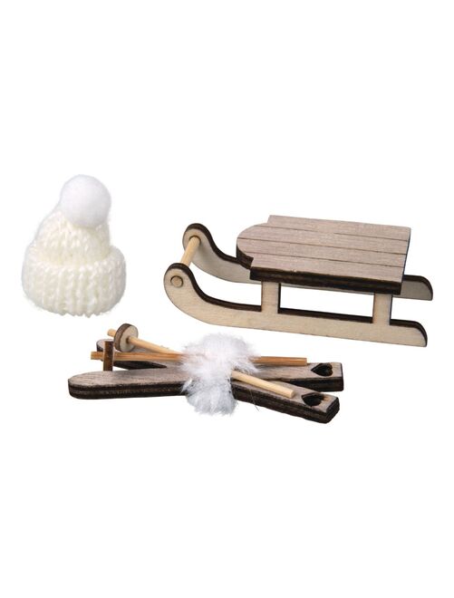 Décoration de Noël et hiver - Luge, skis, bonnet en bois - Kiabi