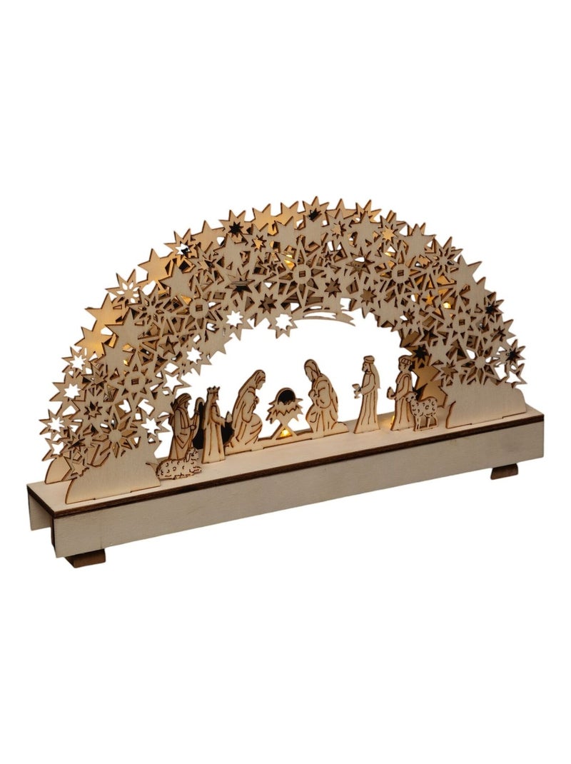 Décoration de Noël lumineuse santon en bois Xmas Beige - Kiabi