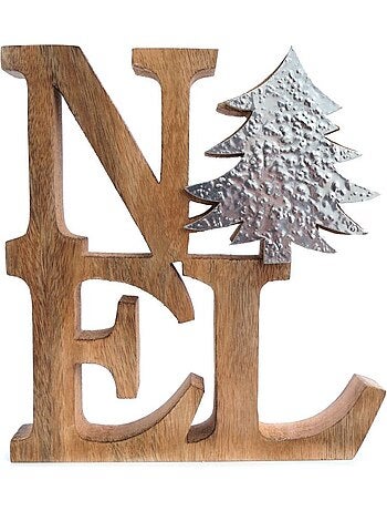 Décoration de Noël message à poser en bois grand modèle ICE