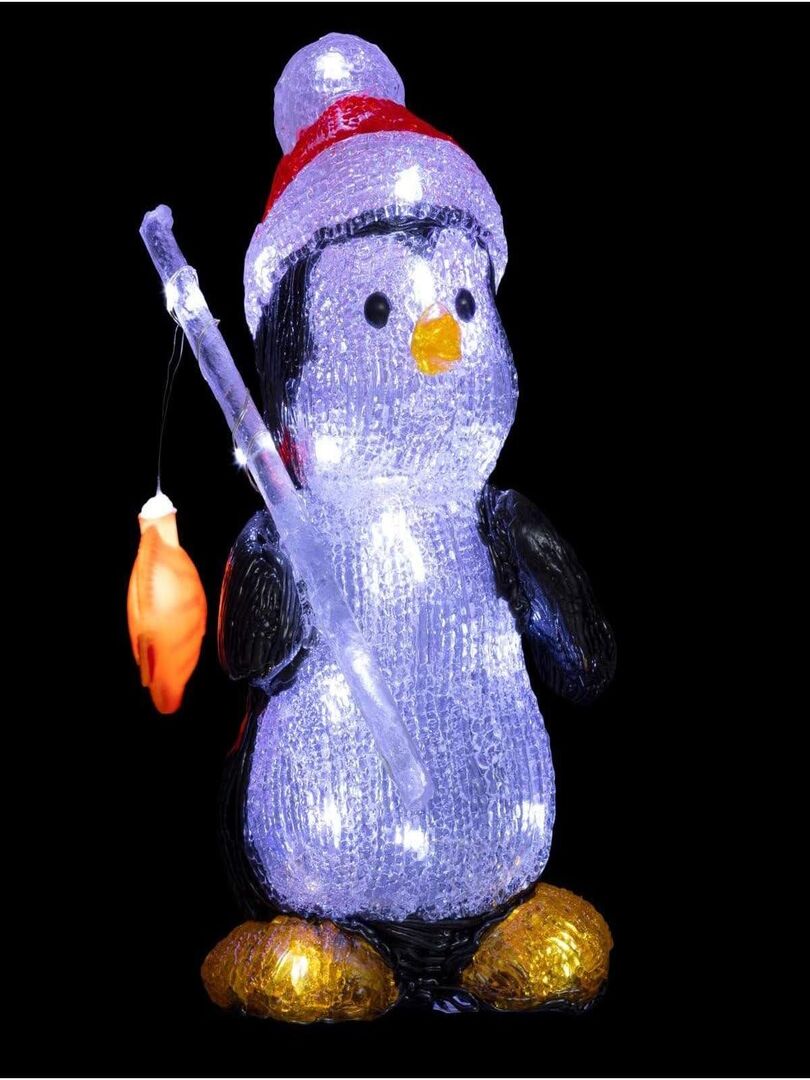 Decoration de Noel pingouin pecheur 30 Led 25 cm Blanc Kiabi 25.21€