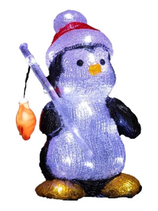 Decoration de Noel pingouin pecheur 30 Led 25 cm