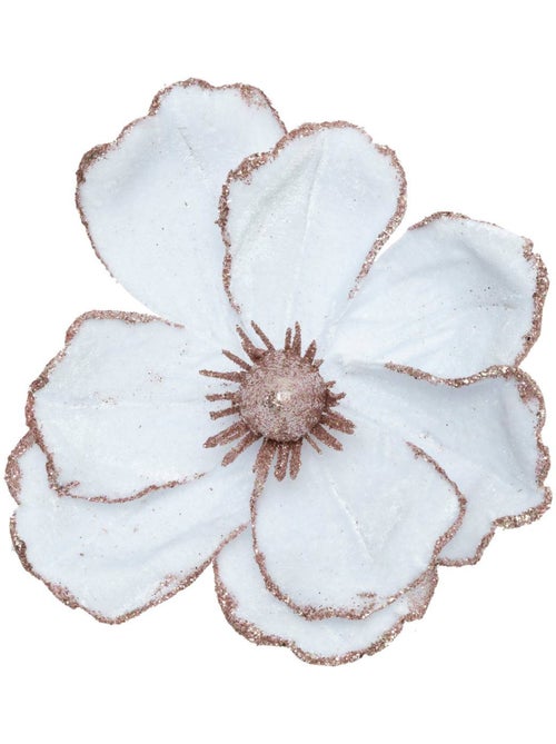 Décoration de sapin fleur magnolia blanc 16cm - Kiabi