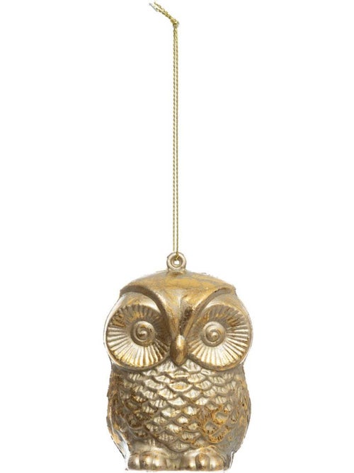 Décoration de sapin hibou brillant or 8cm - Kiabi