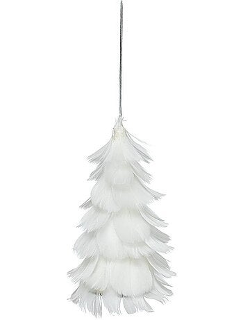 Décoration de sapin plumes blanc 15cm
