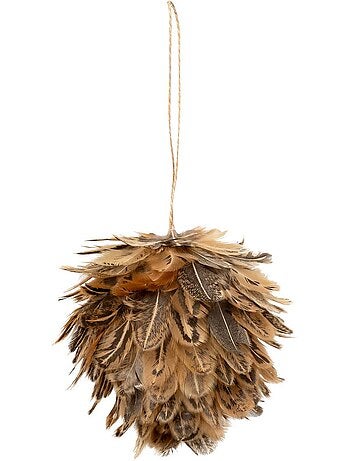 Décoration de sapin plumes marron 10cm
