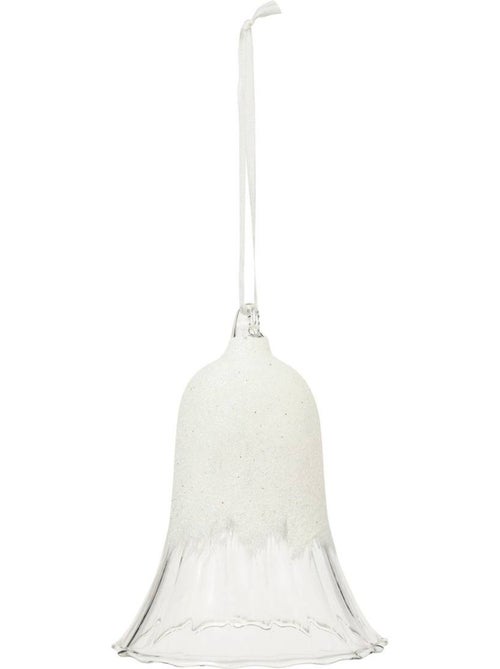Décoration de sapin verre cloche pailletée blanc 10cm - Kiabi