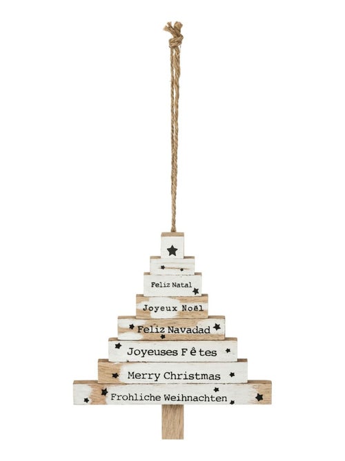 Décoration en bois pour sapin de Noël pancarte avec message - Kiabi Décoration en bois pour sapin de Noël pancarte avec message - Kiabi