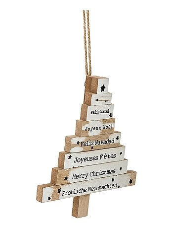 Décoration en bois pour sapin de Noël Pancarte