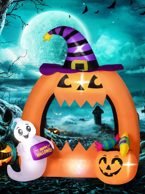 Décoration Halloween LED arche de citrouille gonflable H.150 cm orange - Kiabi