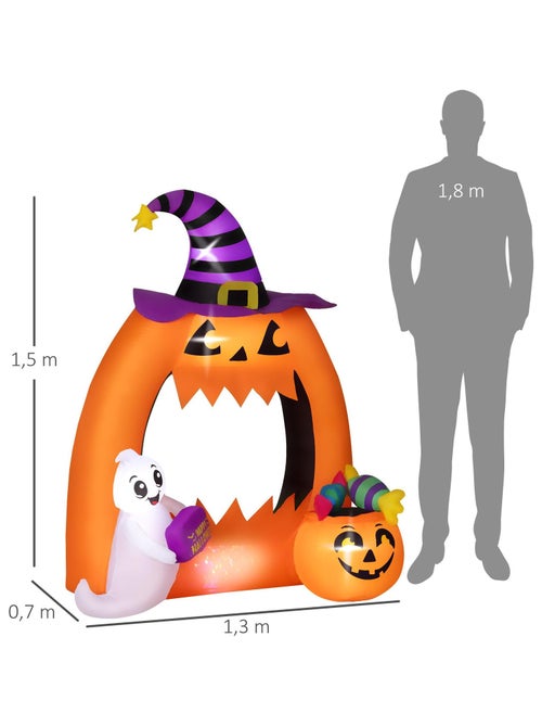 Décoration Halloween LED arche de citrouille gonflable H.150 cm orange - Kiabi