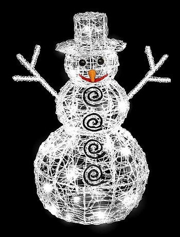 Décoration lumineuse LED extérieur Bonhomme de neige H60 cm