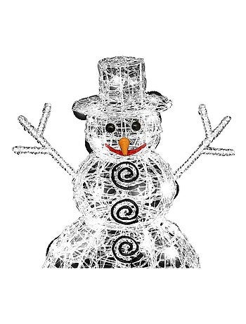 Décoration lumineuse LED extérieur Bonhomme de neige H60 cm