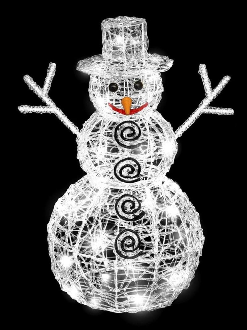 Décoration lumineuse LED extérieur Bonhomme de neige H60 cm Blanc - Kiabi