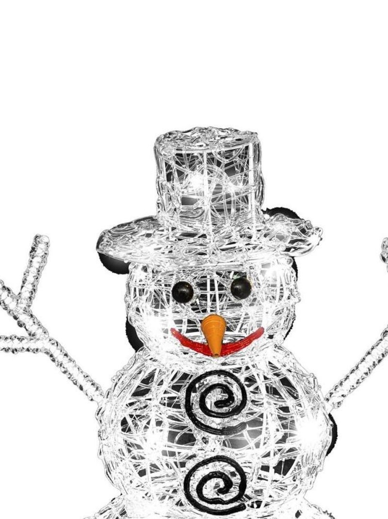 Décoration lumineuse LED extérieur Bonhomme de neige H60 cm Blanc - Kiabi