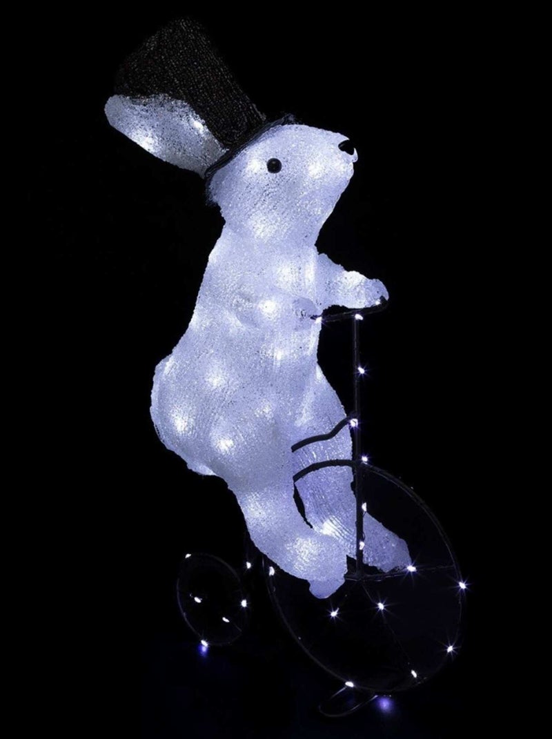 Décoration lumineuse LED Lapin à vélo extérieur H44 Blanc - Kiabi