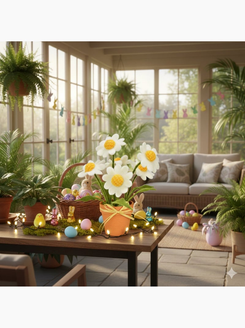 Décoration Marguerites feutre en pot de jardin Blanc - Kiabi