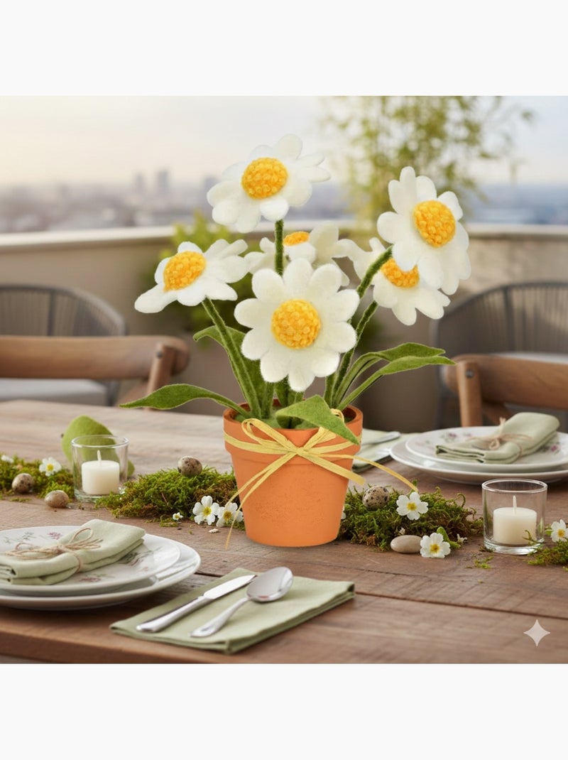 Décoration Marguerites feutre en pot de jardin Blanc - Kiabi