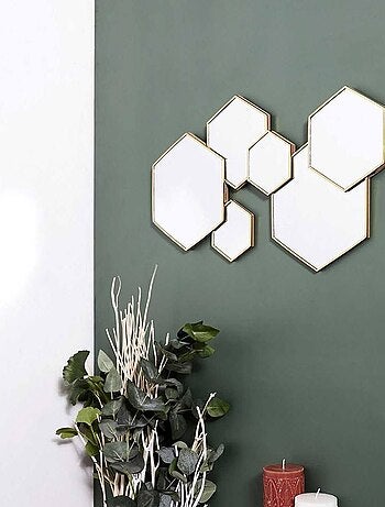 Décoration miroir hexagonal